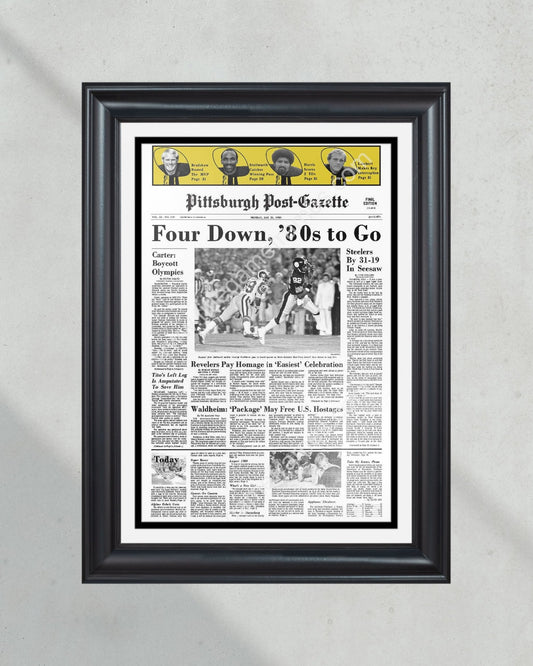 1980 Pittsburgh Steelers Super Bowl XIV Champions Framed Front Page Newspaper Print - Title Game Frames