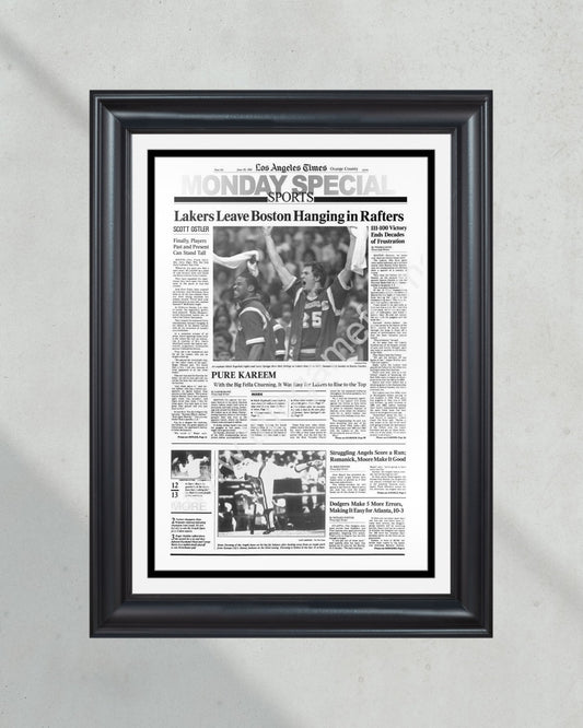 1985 Los Angeles Lakers NBA Champion Framed Front Page Newspaper Print - Title Game Frames