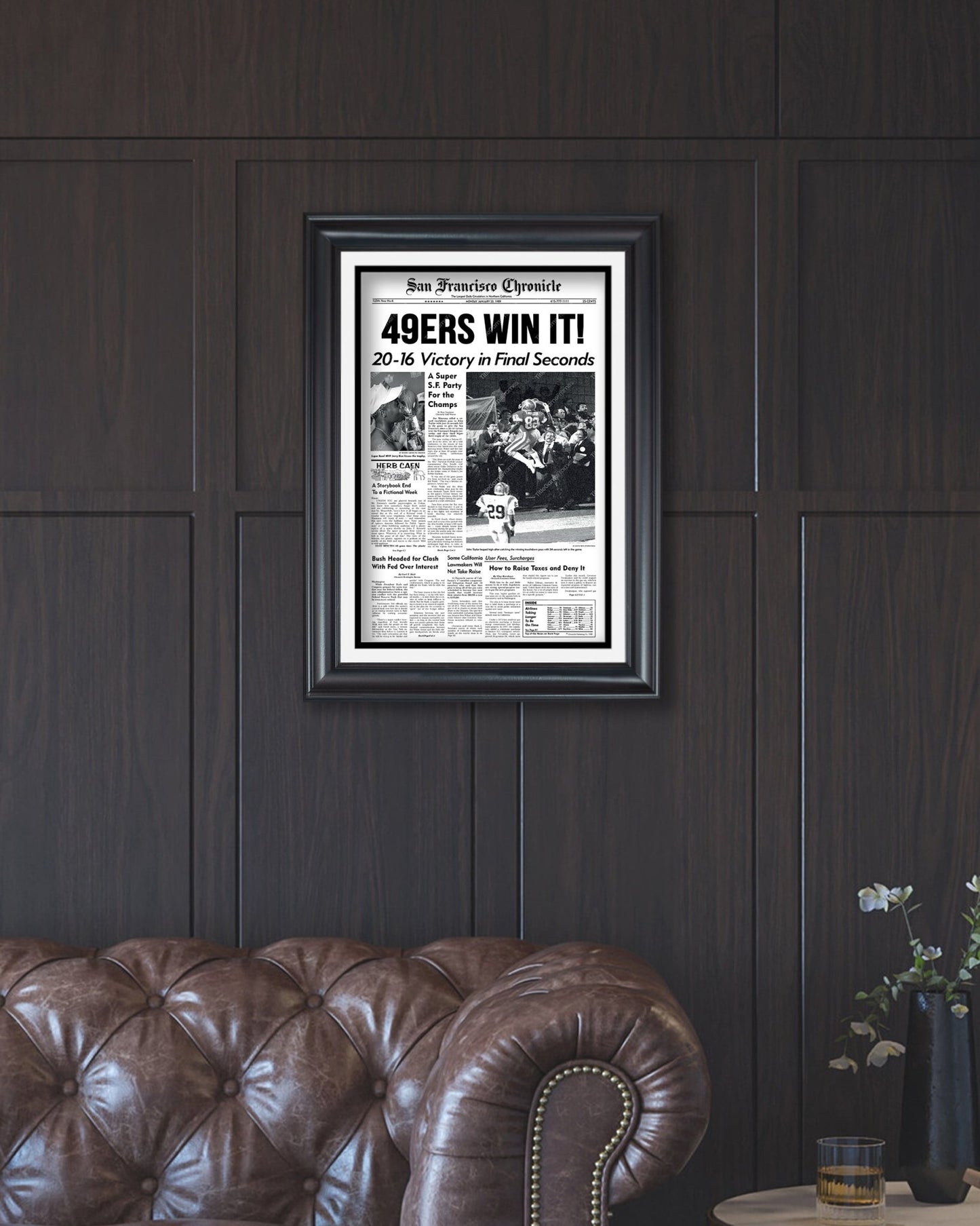 1989 San Francisco 49ers Super Bowl XXIII Champions Framed Front Page Newspaper Print - Title Game Frames