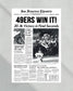 1989 San Francisco 49ers Super Bowl XXIII Champions Framed Front Page Newspaper Print - Title Game Frames