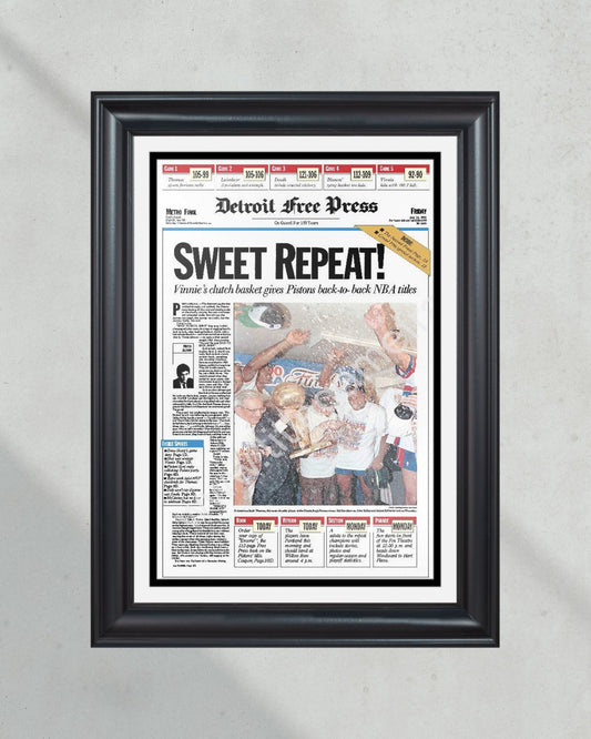 1990 Detroit Pistons NBA Champion Framed Front Page Newspaper Print Bad Boys - Title Game Frames