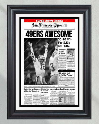 1990 San Francisco 49ers Super Bowl Champions Framed Front Page Newspaper Print - Title Game Frames