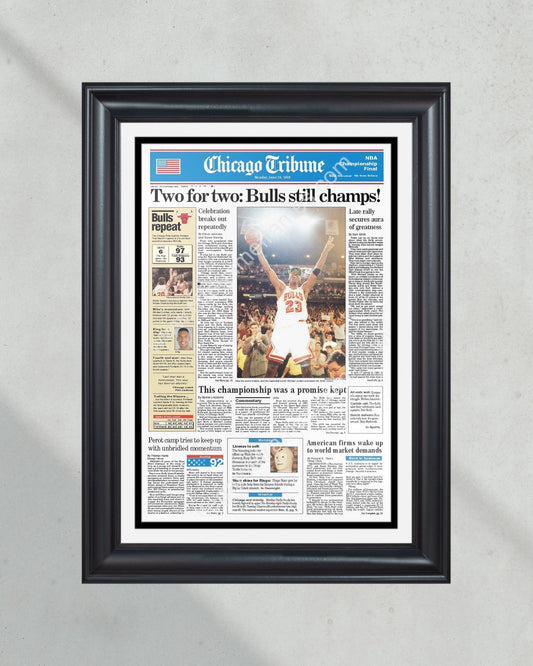 1992 Chicago Bulls NBA Champion Framed Front Page Newspaper Print Michael Jordan - Title Game Frames