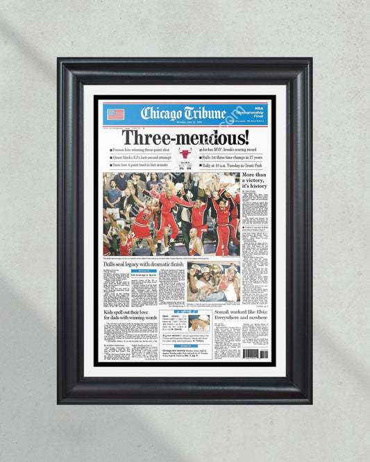 1993 Chicago Bulls NBA Champion Framed Front Page Newspaper Print - Title Game Frames