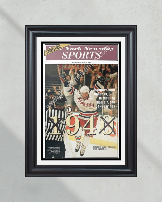 1994 New York Rangers NHL Stanley Cup Champions Framed Newspaper Cover Print Madison Square Garden - Title Game Frames