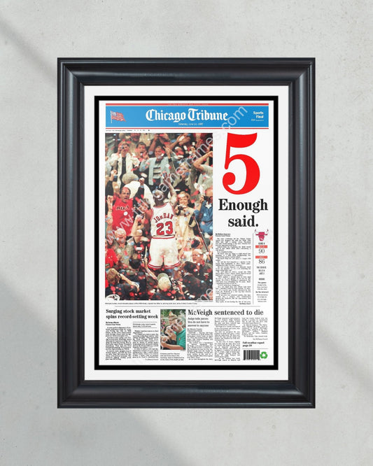 1997 Chicago Bulls NBA Champion Framed Front Page Newspaper Print - Title Game Frames