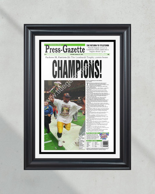 1997 Green Bay Packers Super Bowl Framed Newspaper Cover Print Reggie White - Title Game Frames