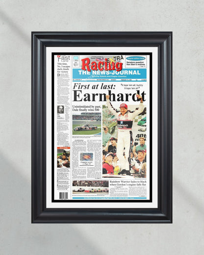 1998 Daytona 500 Dale Earnhardt Victory Framed Front Page Newspaper Print - Title Game Frames