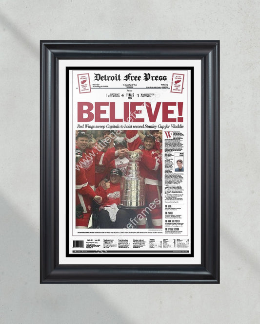 1998 Detroit Red Wings Stanley Cup Champion Framed Front Page Newspaper Print - Title Game Frames