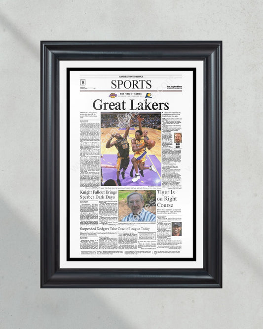 2000 Los Angeles Lakers NBA Champion Framed Front Page Newspaper Print - Title Game Frames
