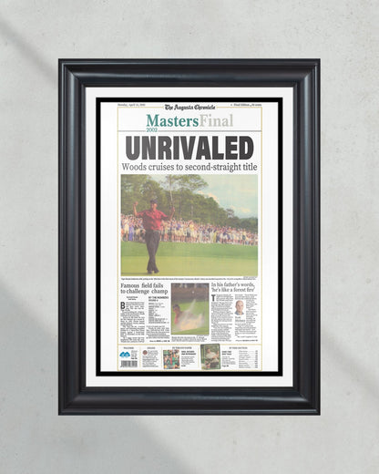 2002 Tiger Woods Masters Champion Framed Newspaper Cover Print - Title Game Frames