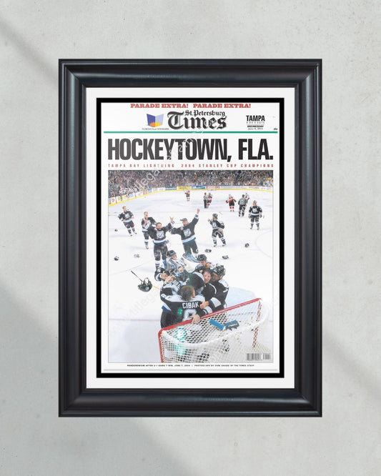 2004 Tampa Bay Lightning Stanley Cup Champions Framed Newspaper Front Page Print - Title Game Frames