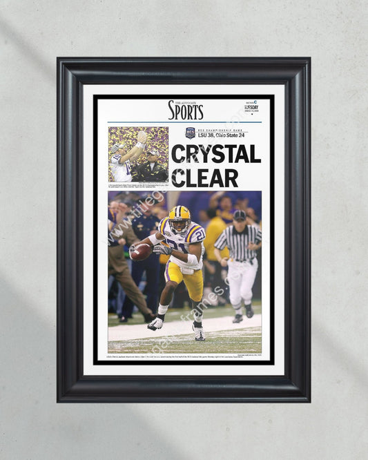 2007 LSU Tigers NCAA College Football National Champions Framed Front Page Newspaper Print - Title Game Frames