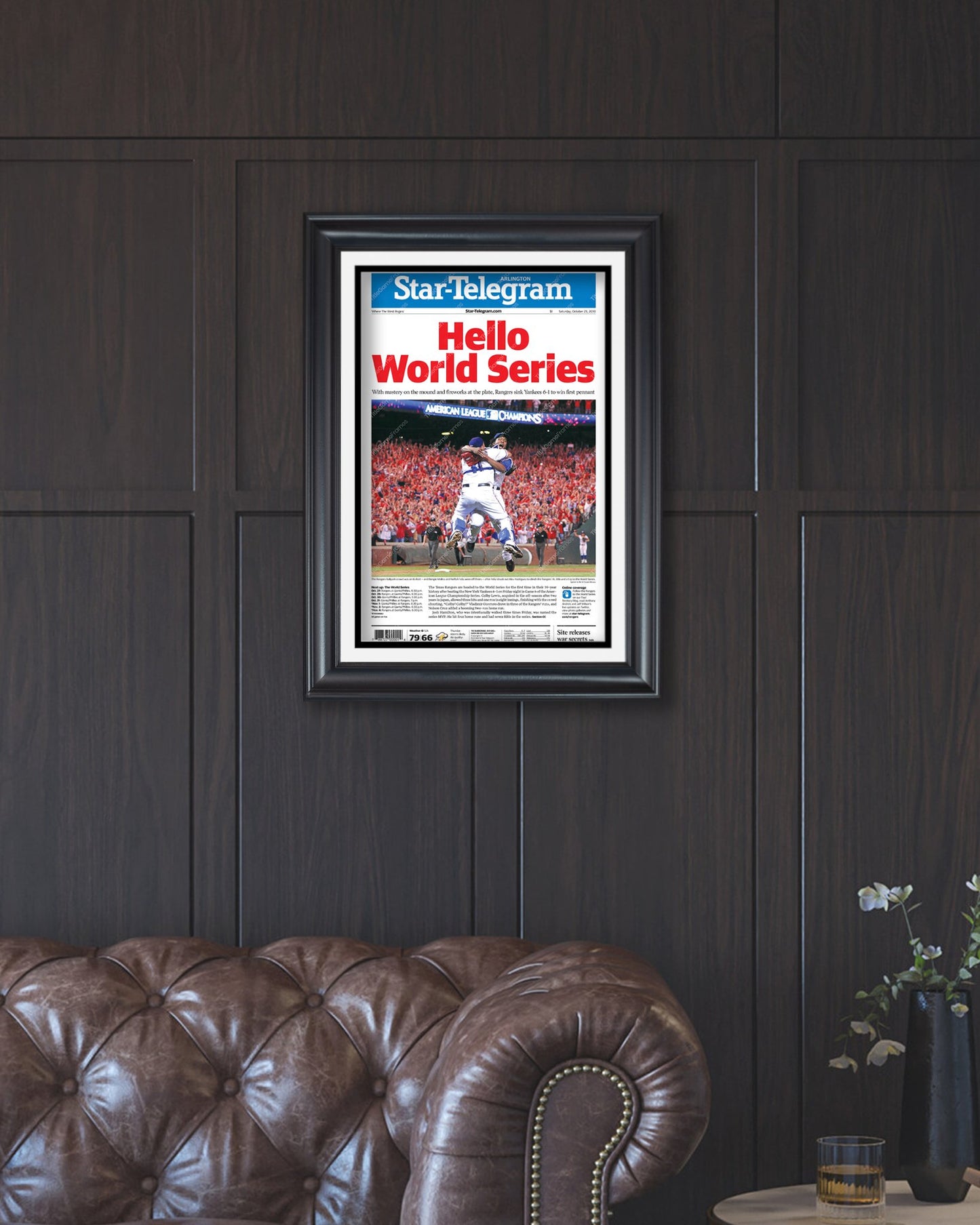 2010 Texas Rangers ALCS Champions Framed Front Page Newspaper Print - Title Game Frames