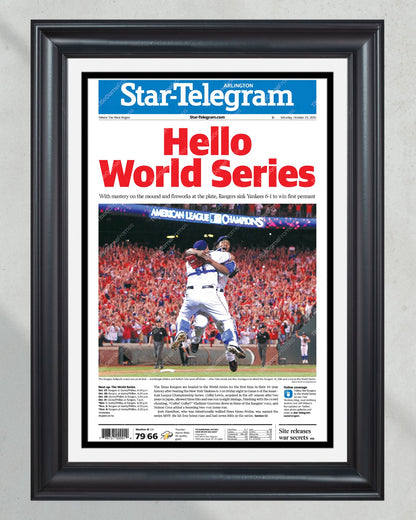 2010 Texas Rangers ALCS Champions Framed Front Page Newspaper Print - Title Game Frames