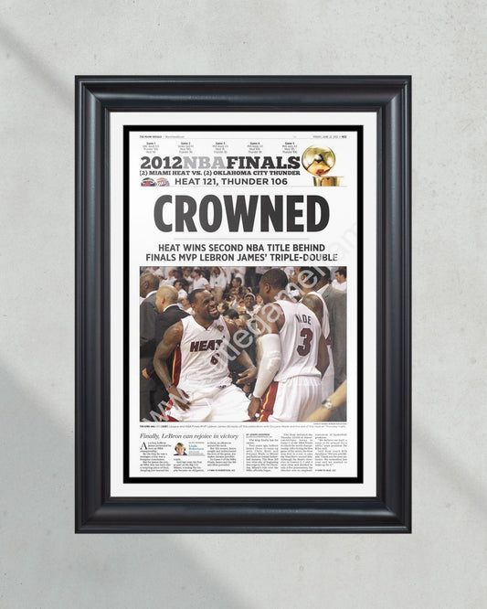 2012 Miami Heat NBA Champion Framed Front Page Newspaper Print - Title Game Frames