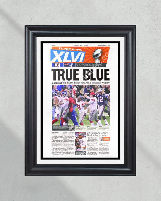 2012 New York Giants framed Super Bowl newspaper front cover print Eli Manning - Title Game Frames