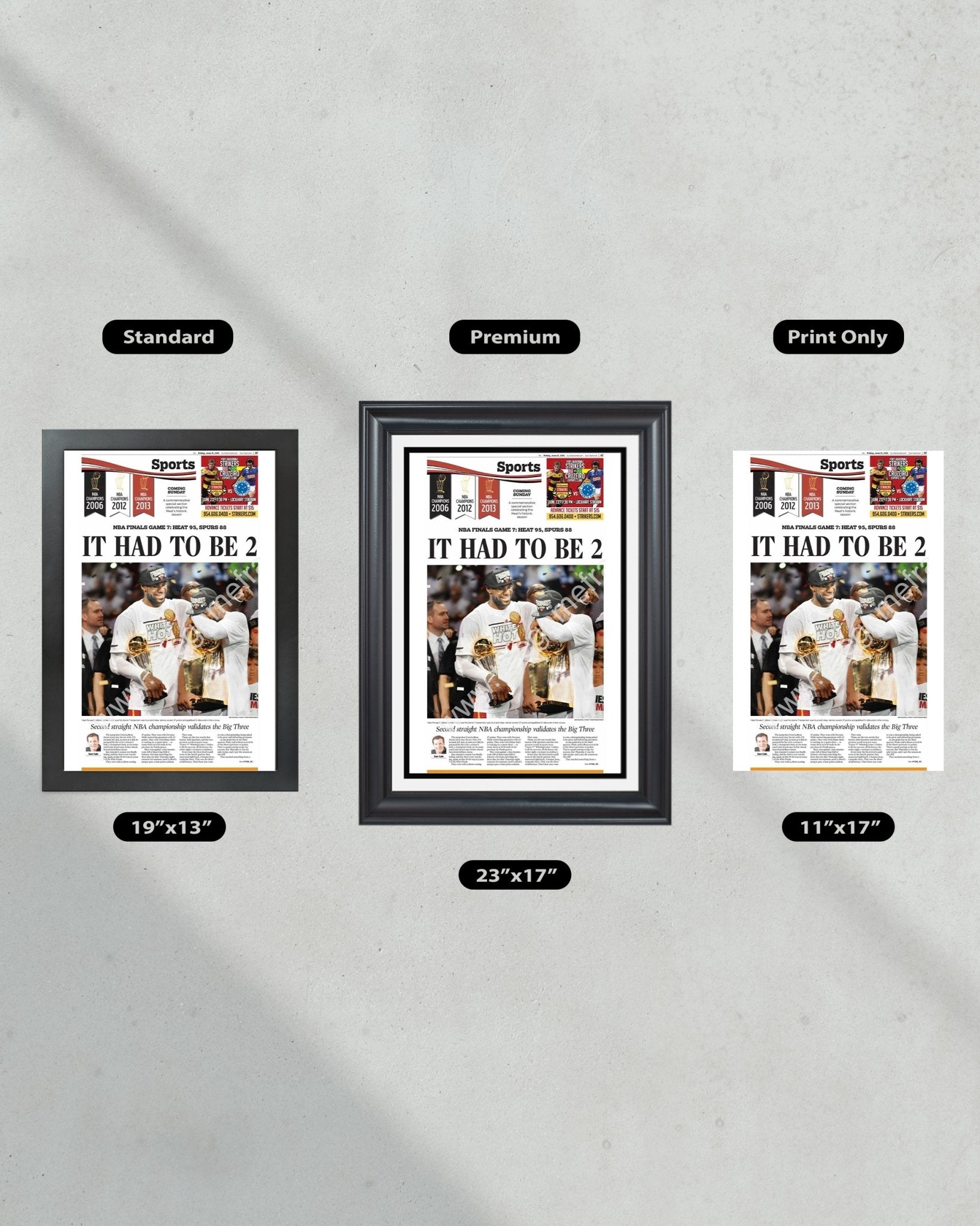2013 Miami Heat NBA Champions Back to Back Lebron James and Dwyane Wade - Title Game Frames