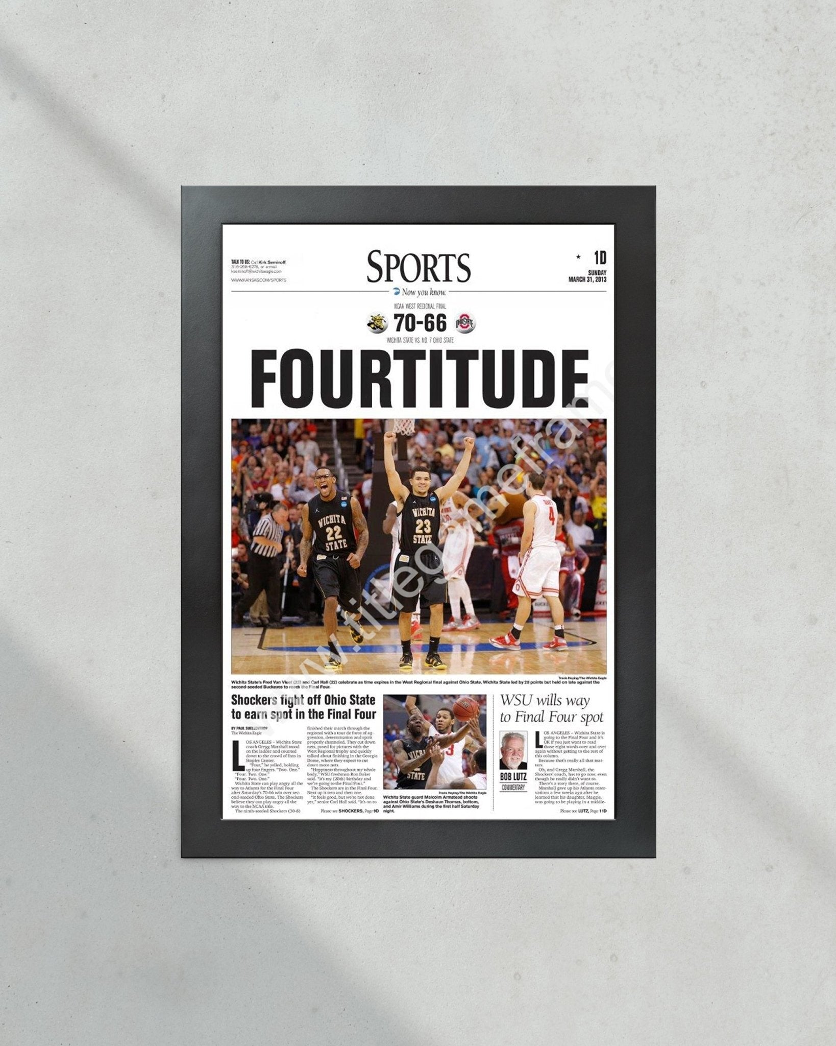 2013 Wichita State Shockers NCAA Final Four Framed Front Page Newspaper Print - Title Game Frames