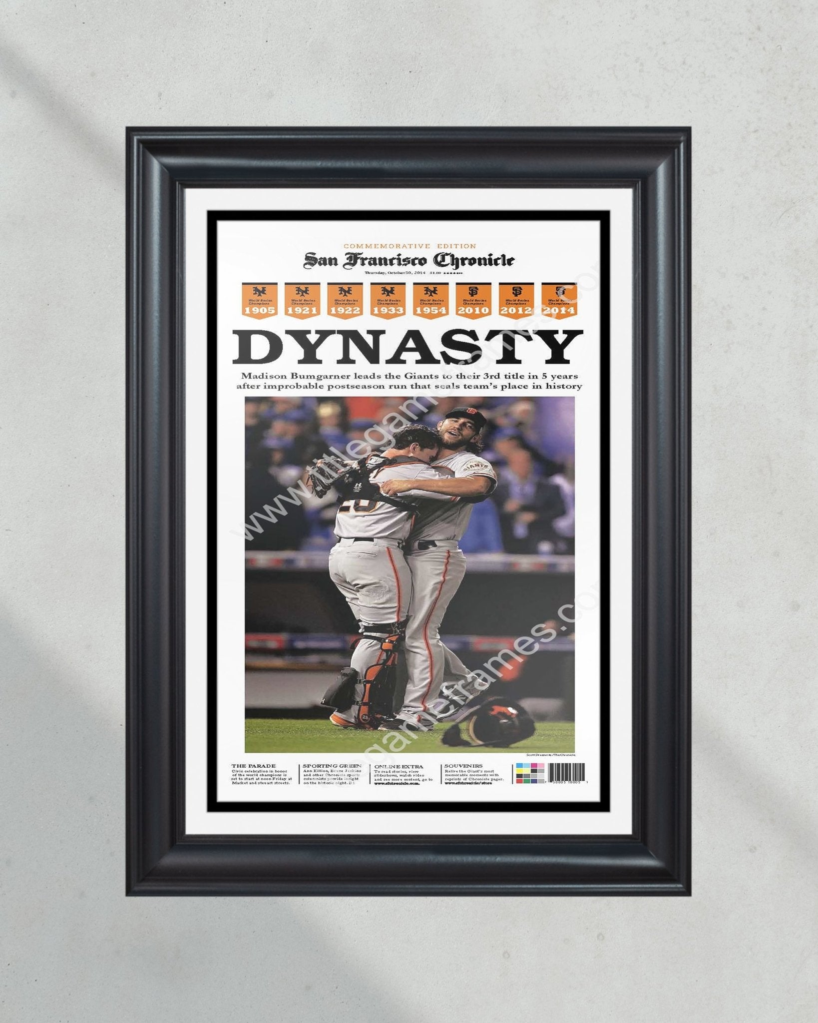 2014 San Francisco Giants World Series Champions Framed Newspaper Cover Print - Title Game Frames