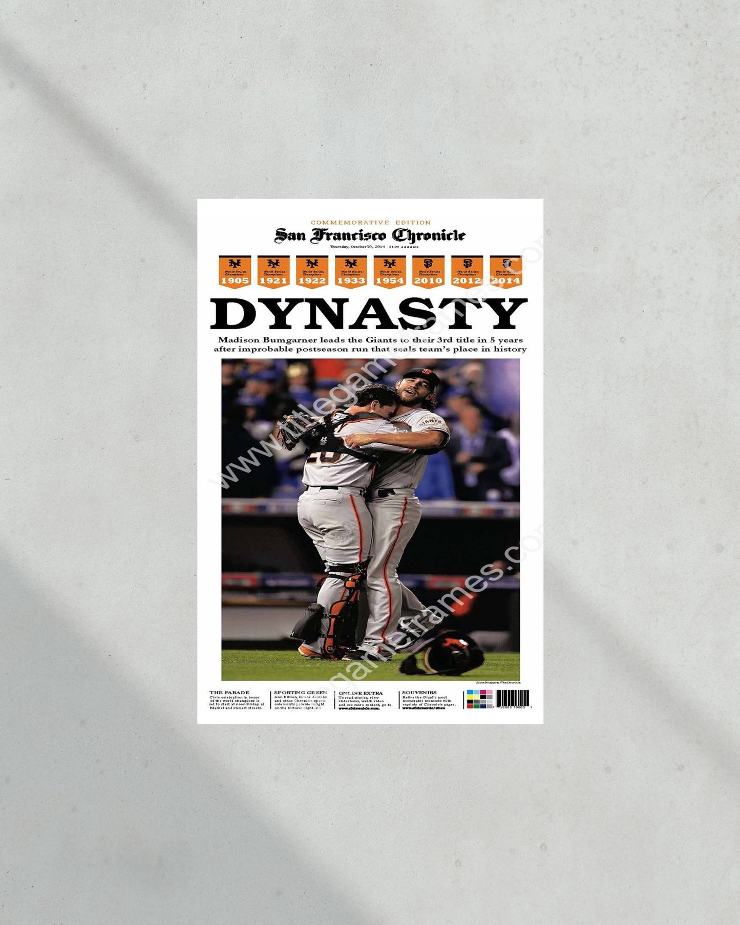 2014 San Francisco Giants World Series Champions Framed Newspaper Cover Print - Title Game Frames