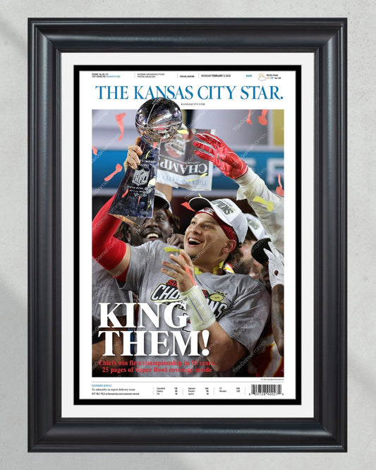 2020 Kansas City Chiefs Super Bowl LIV Framed Newspaper Print Cover Arrowhead Stadium - Title Game Frames