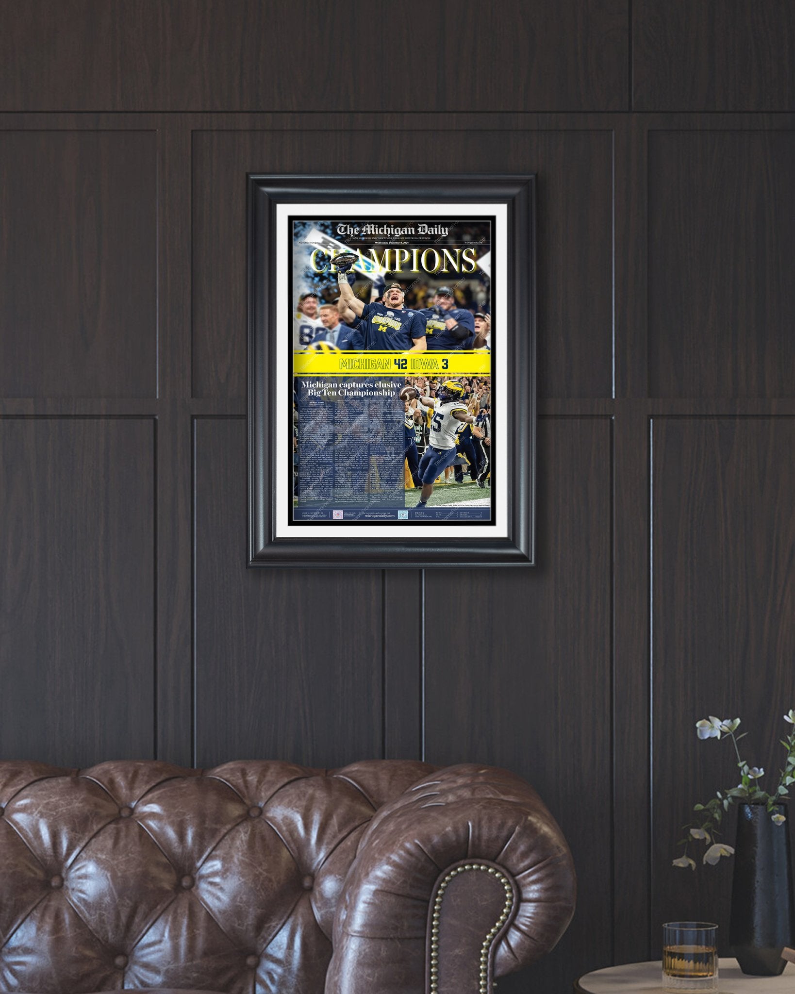 2021 Michigan Wolverines Big Ten Championship: 'CHAMPIONS' - Framed Print - Title Game Frames