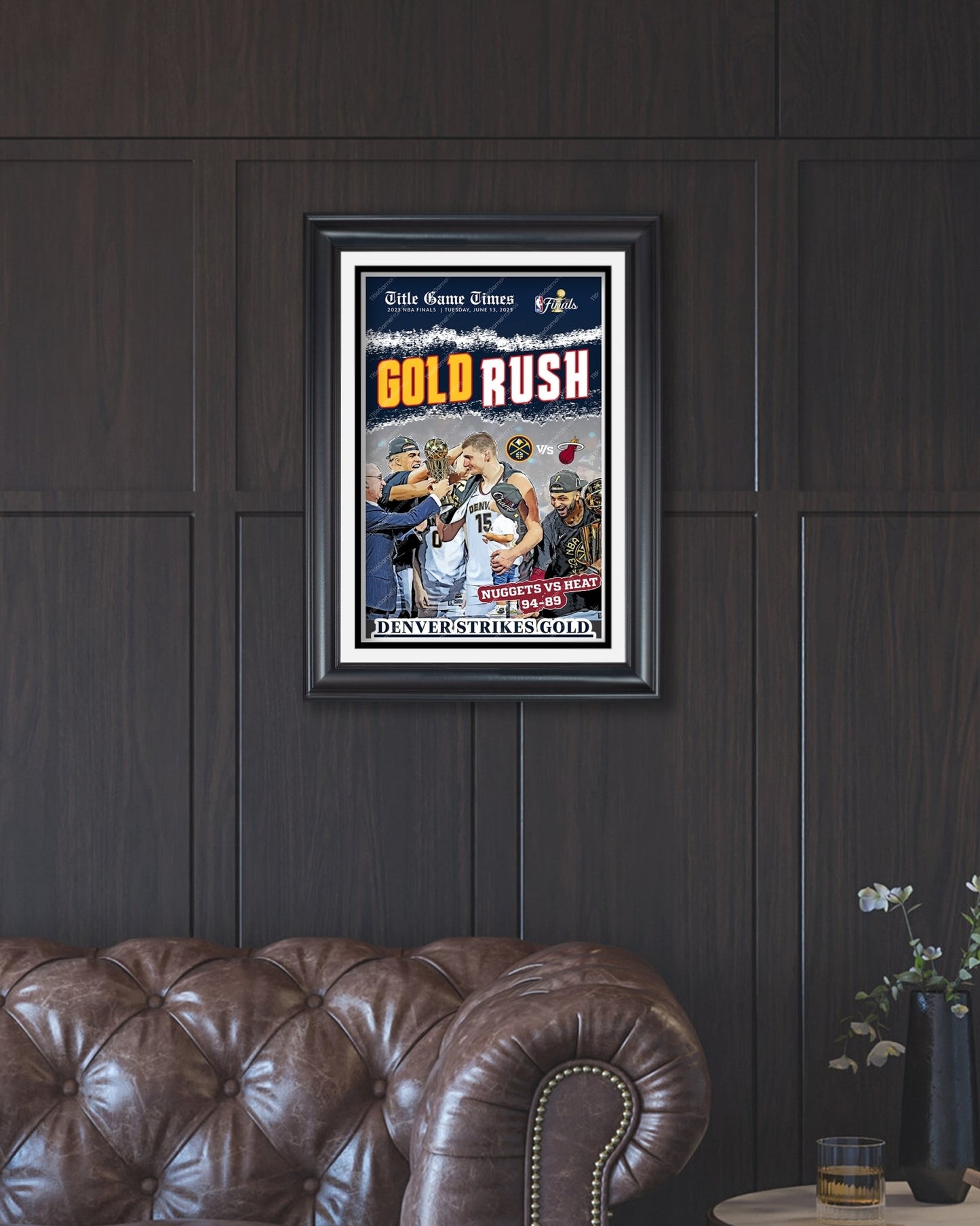 2023 Denver Nuggets NBA Champions 'GOLD RUSH' Framed Front Page Newspaper - Title Game Frames