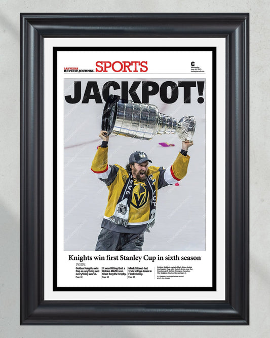 2023 Las Vegas Golden Knights 'JACKPOT!' Mark Stone Commemorative Newspaper - Title Game Frames