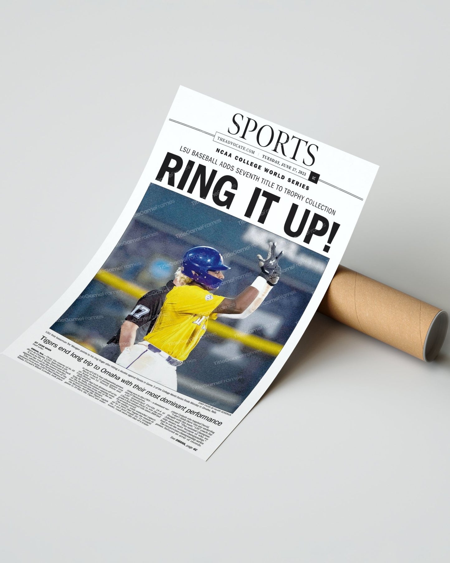 2023 LSU Tigers “Ring it Up!” College World Series Champions Commemorative Newspaper - Title Game Frames