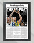 2023 Michigan Wolverines Big Ten Championship: 'THREE-PEAT' - Framed Newspaper Print - Title Game Frames