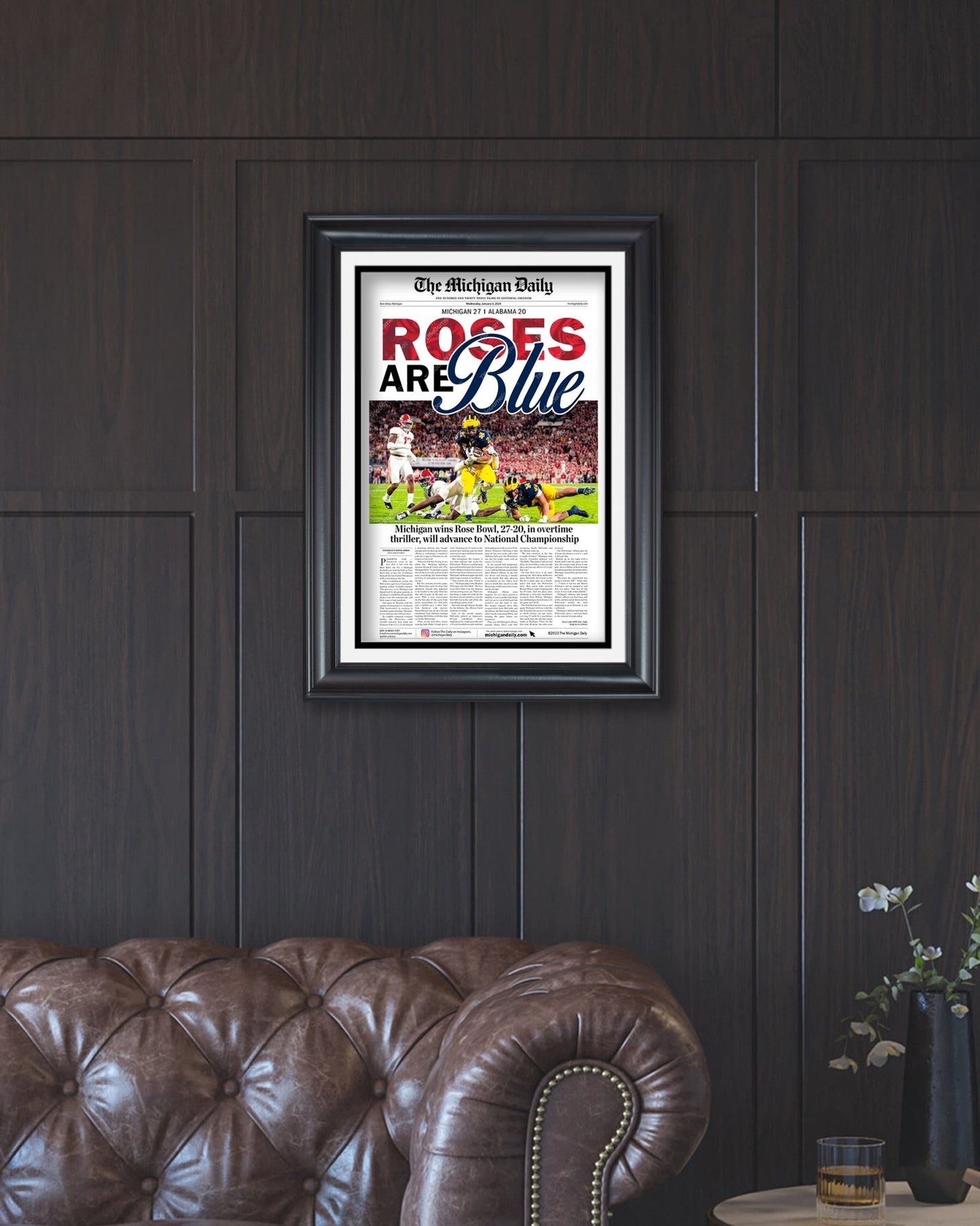 2023 Rose Bowl Victory: Michigan Wolverines Overcome Alabama - 'Roses are Blue' Commemorative Print - Title Game Frames