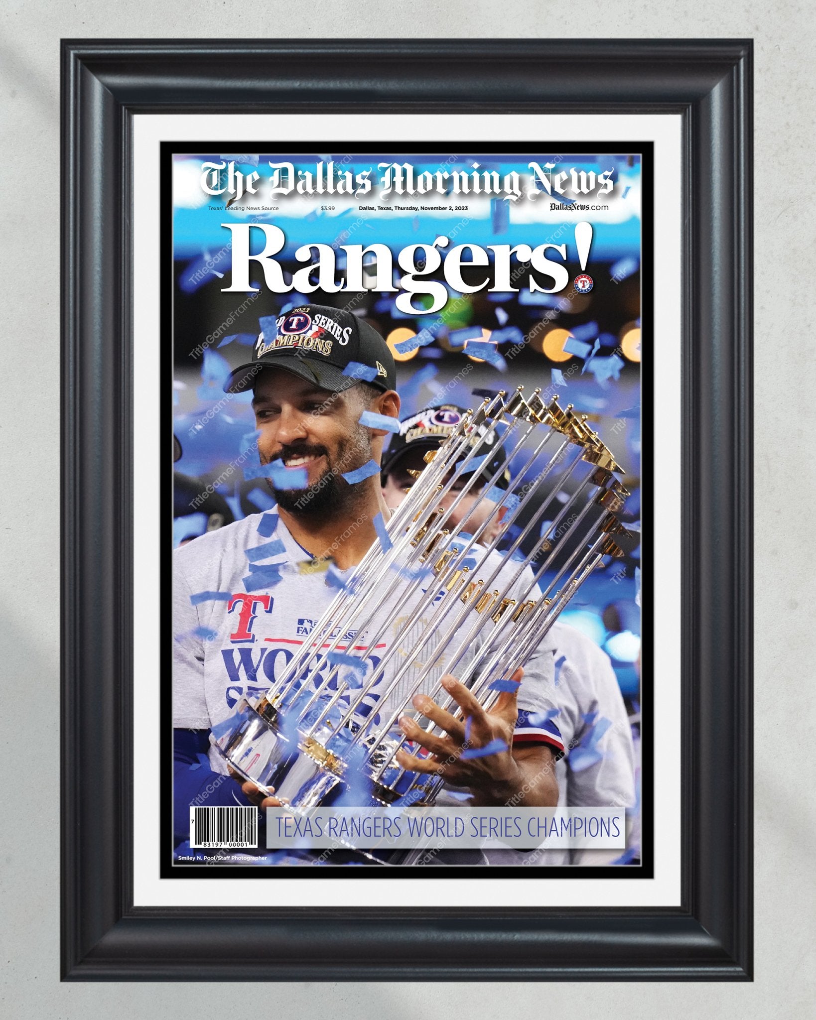 2023 Texas Rangers World Series Champions Framed Newspaper - "RANGERS!" - Limited Edition - Title Game Frames