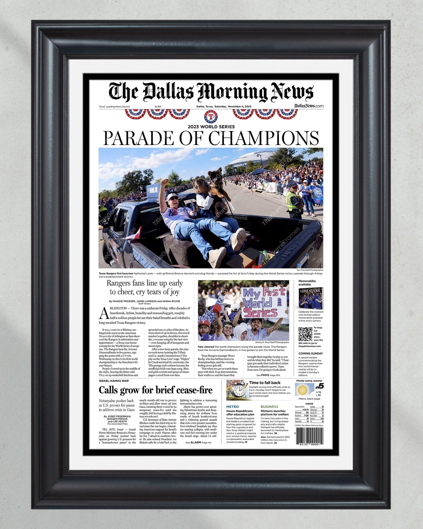 2023 Texas Rangers World Series Champions 'PARADE OF CHAMPIONS' - Framed Commemorative Edition - Title Game Frames