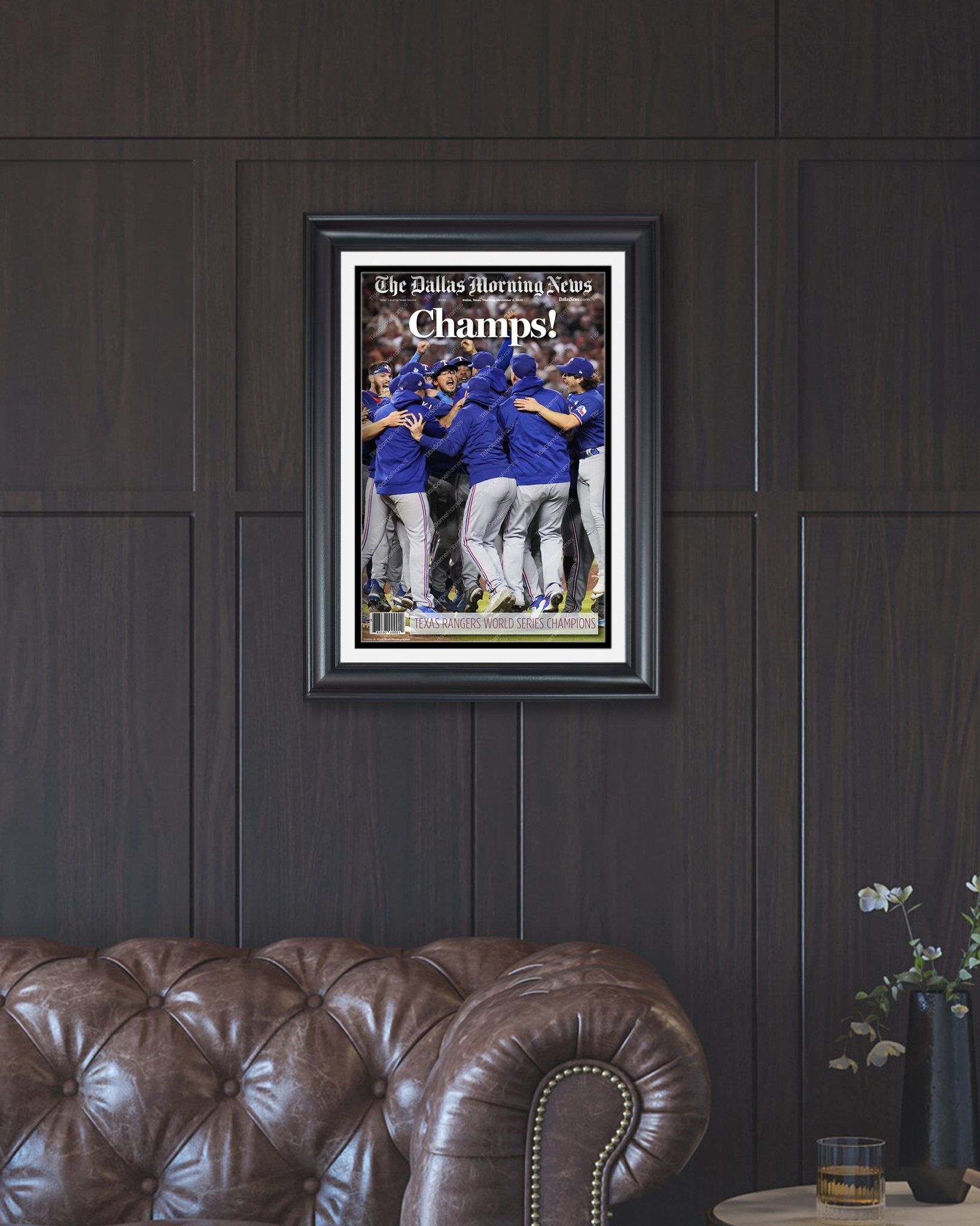 2023 Texas Rangers World Series "Champs!" - Commemorative Framed Newspaper - Title Game Frames