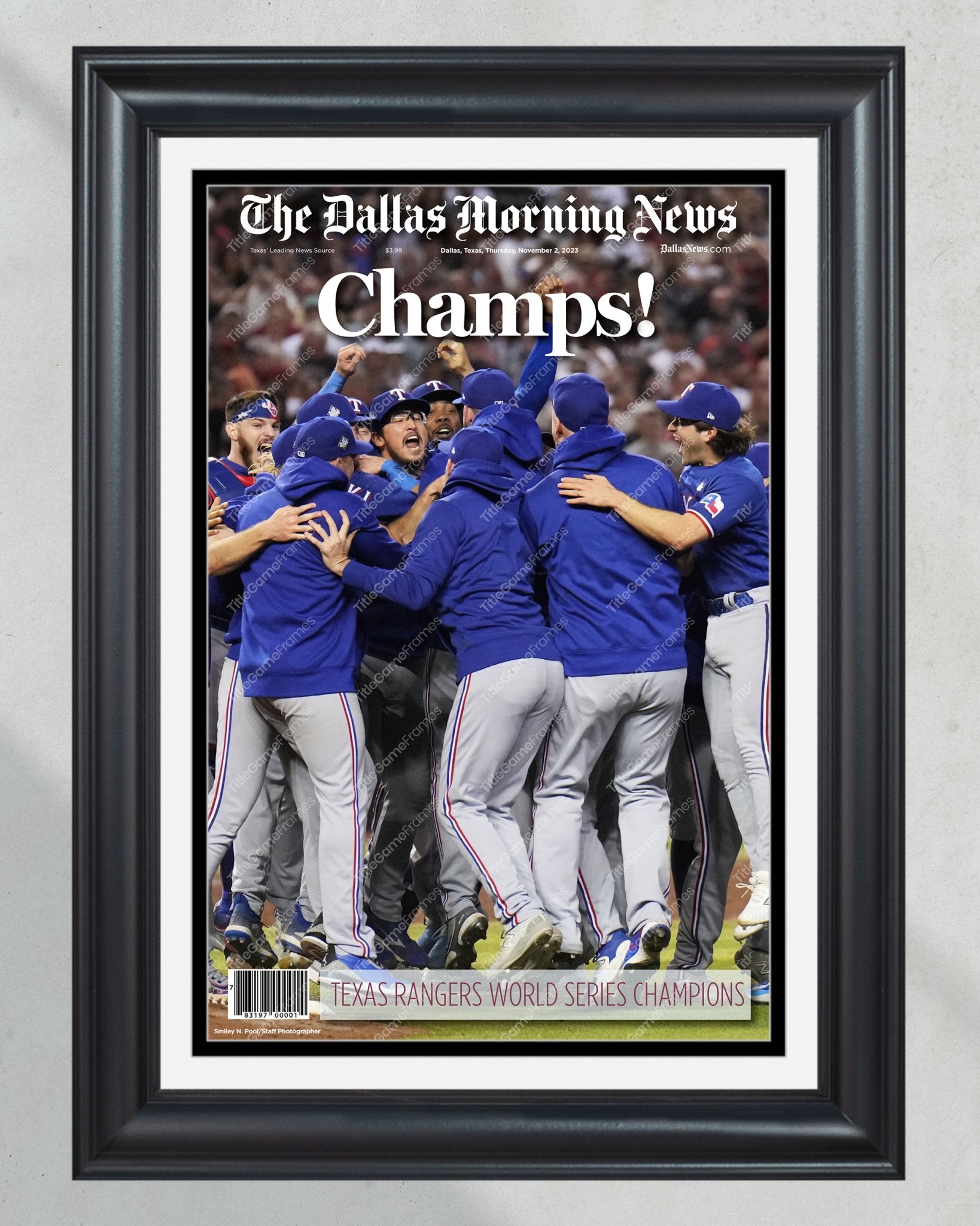 2023 Texas Rangers World Series "Champs!" - Commemorative Framed Newspaper - Title Game Frames