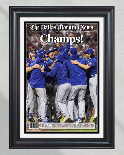 2023 Texas Rangers World Series "Champs!" - Commemorative Framed Newspaper - Title Game Frames