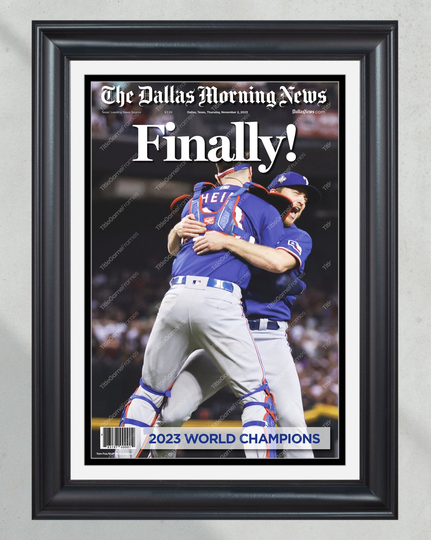 2023 Texas Rangers World Series "Finally!" - Commemorative Framed Newspaper - Title Game Frames