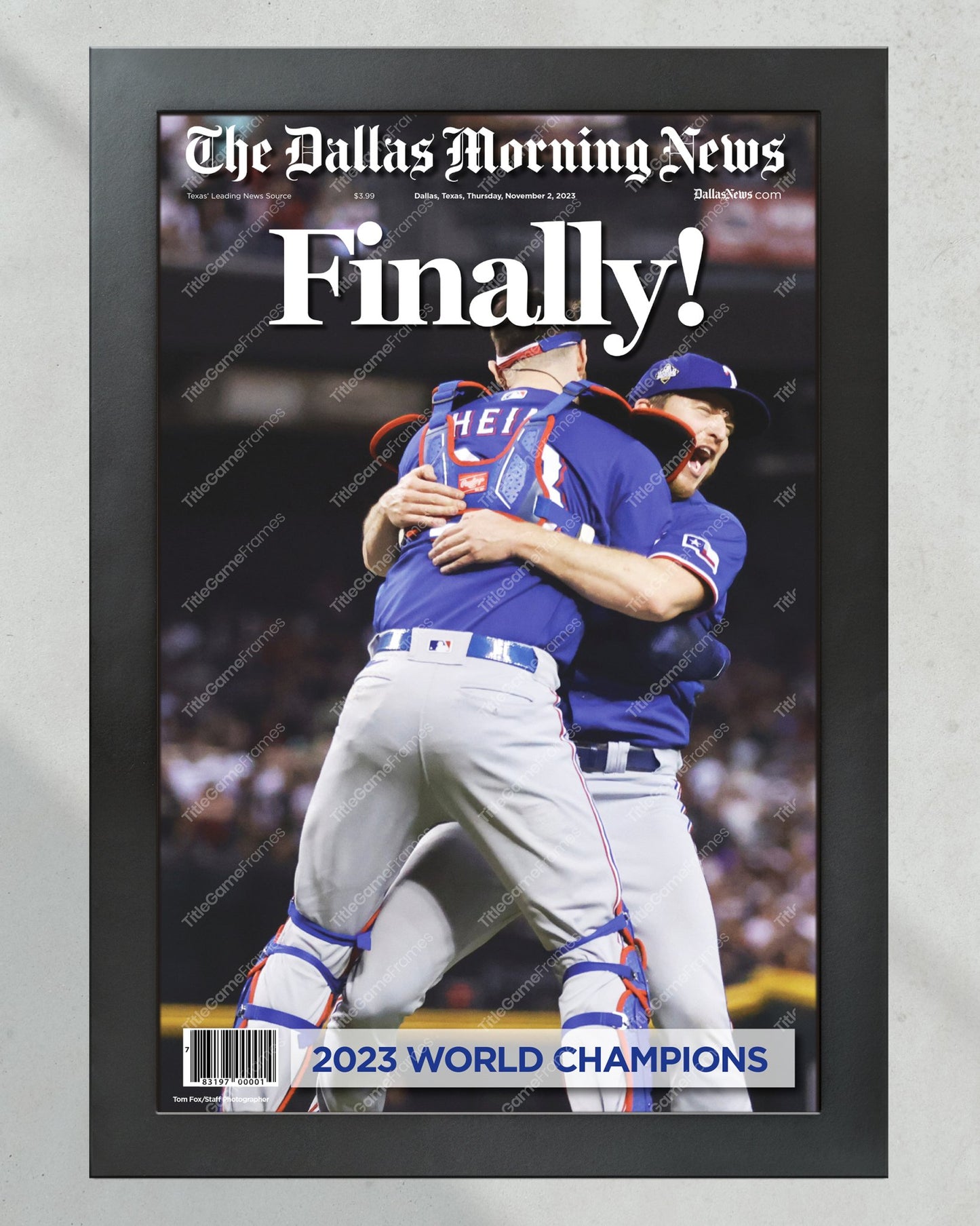 2023 Texas Rangers World Series "Finally!" - Commemorative Framed Newspaper - Title Game Frames