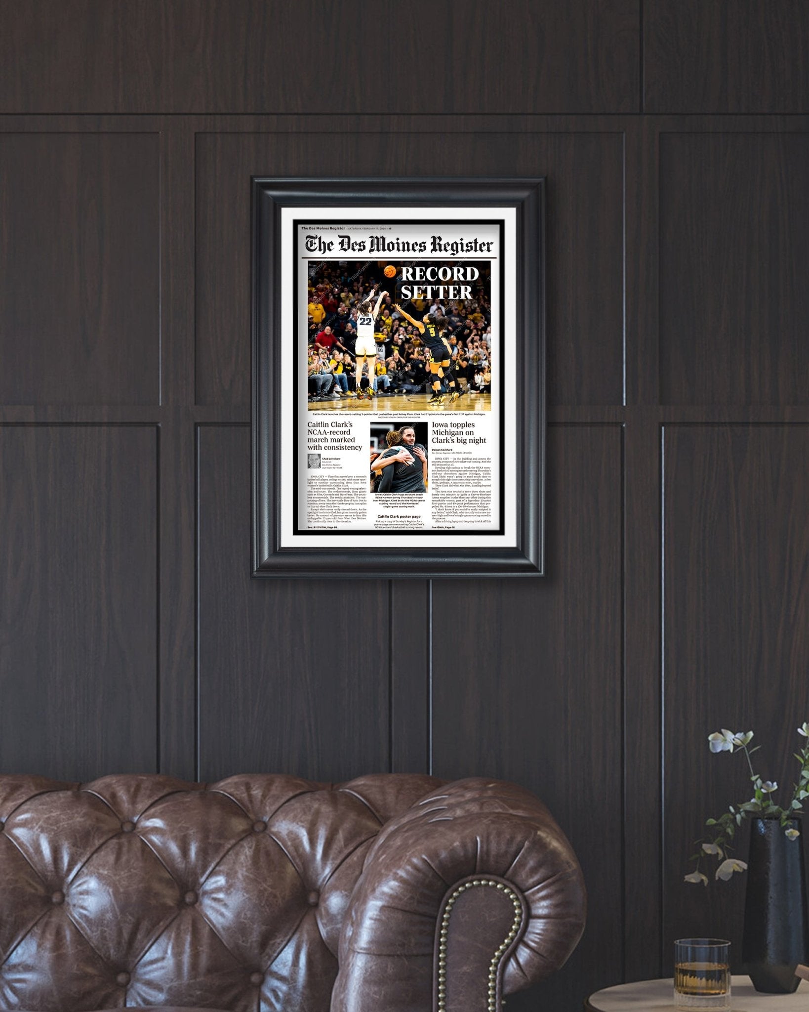 2024 Caitlin Clark 'Record Setter' NCAA Women's Basketball Historic Scoring Leader Framed Print - Title Game Frames