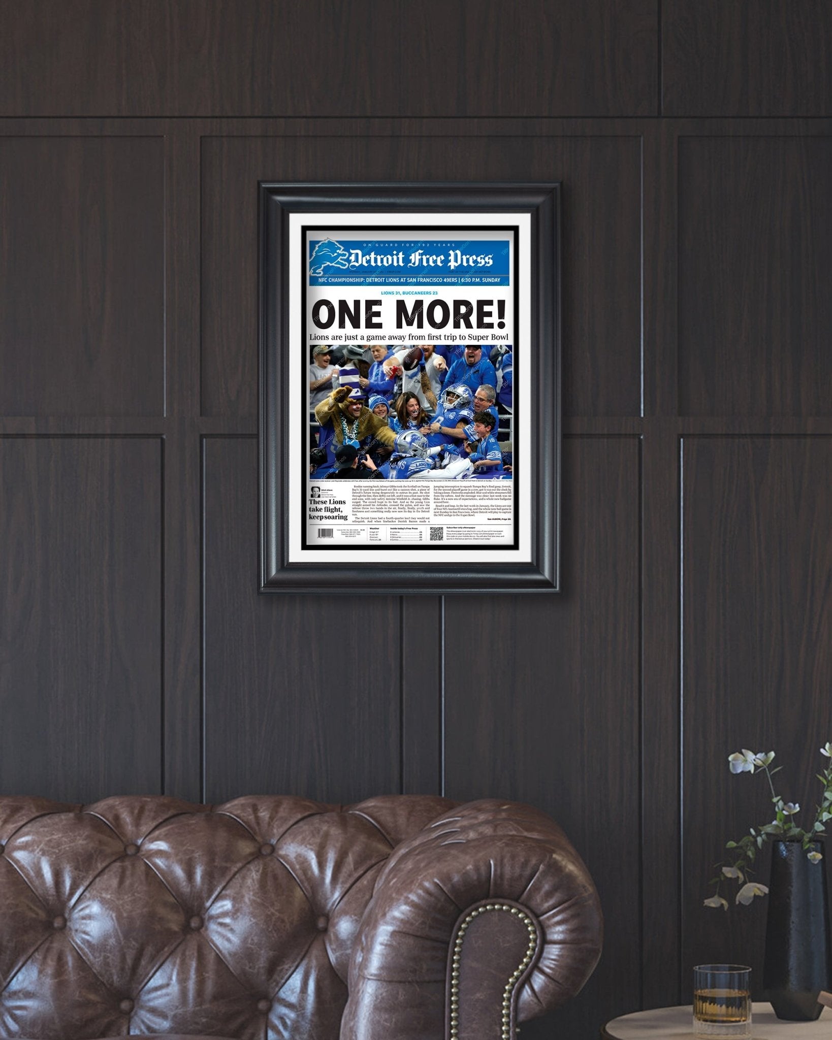 2024 Lions' Playoff March - 'One More' - Framed Newspaper Keepsake - Title Game Frames