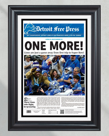 2024 Lions' Playoff March - 'One More' - Framed Newspaper Keepsake - Title Game Frames