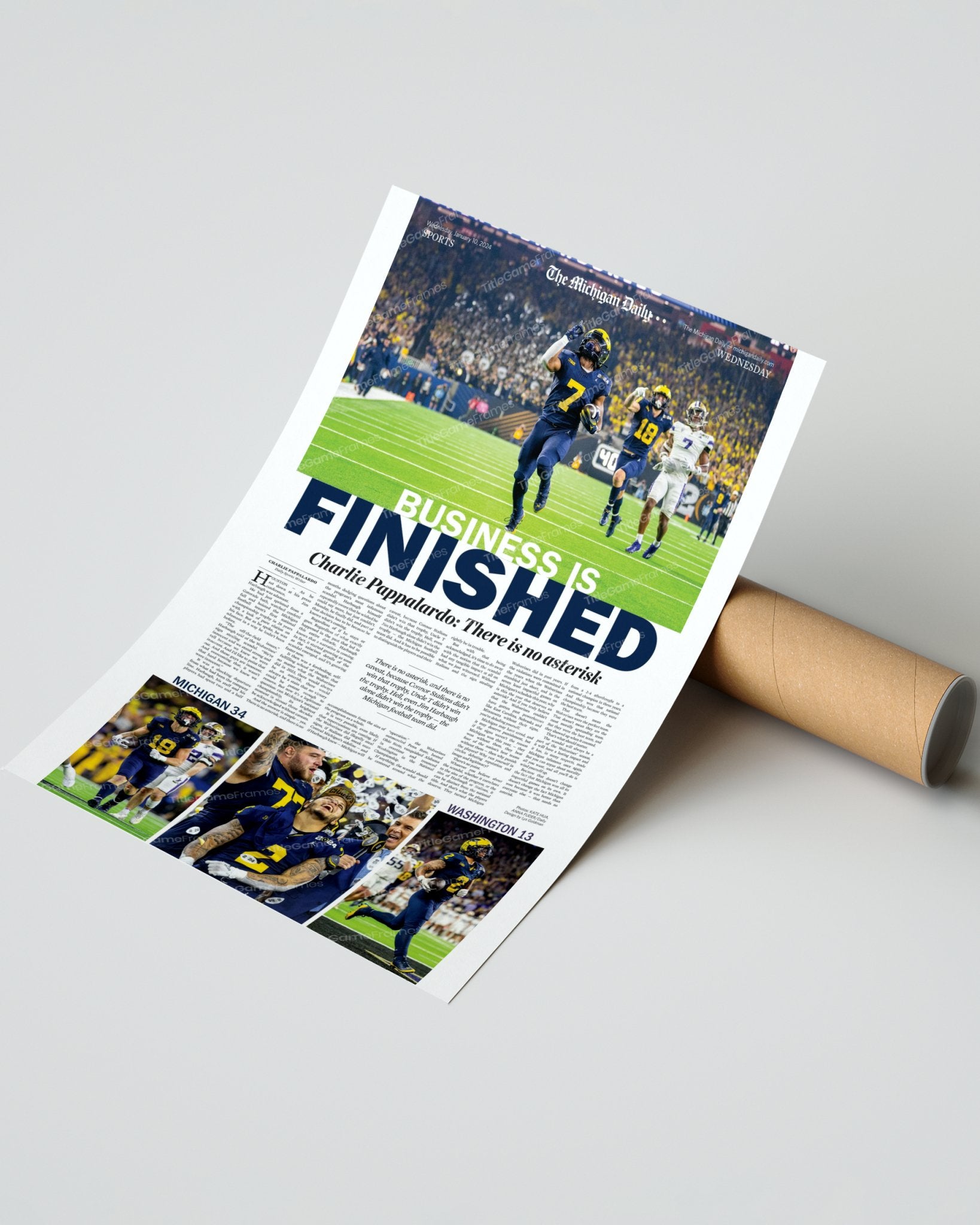 2024 Michigan Wolverines Champions BUSINESS IS FINISHED Framed   2024 Michigan Wolverines Champions Business Is Finished Michigan Daily Framed Print 162971 1946x 