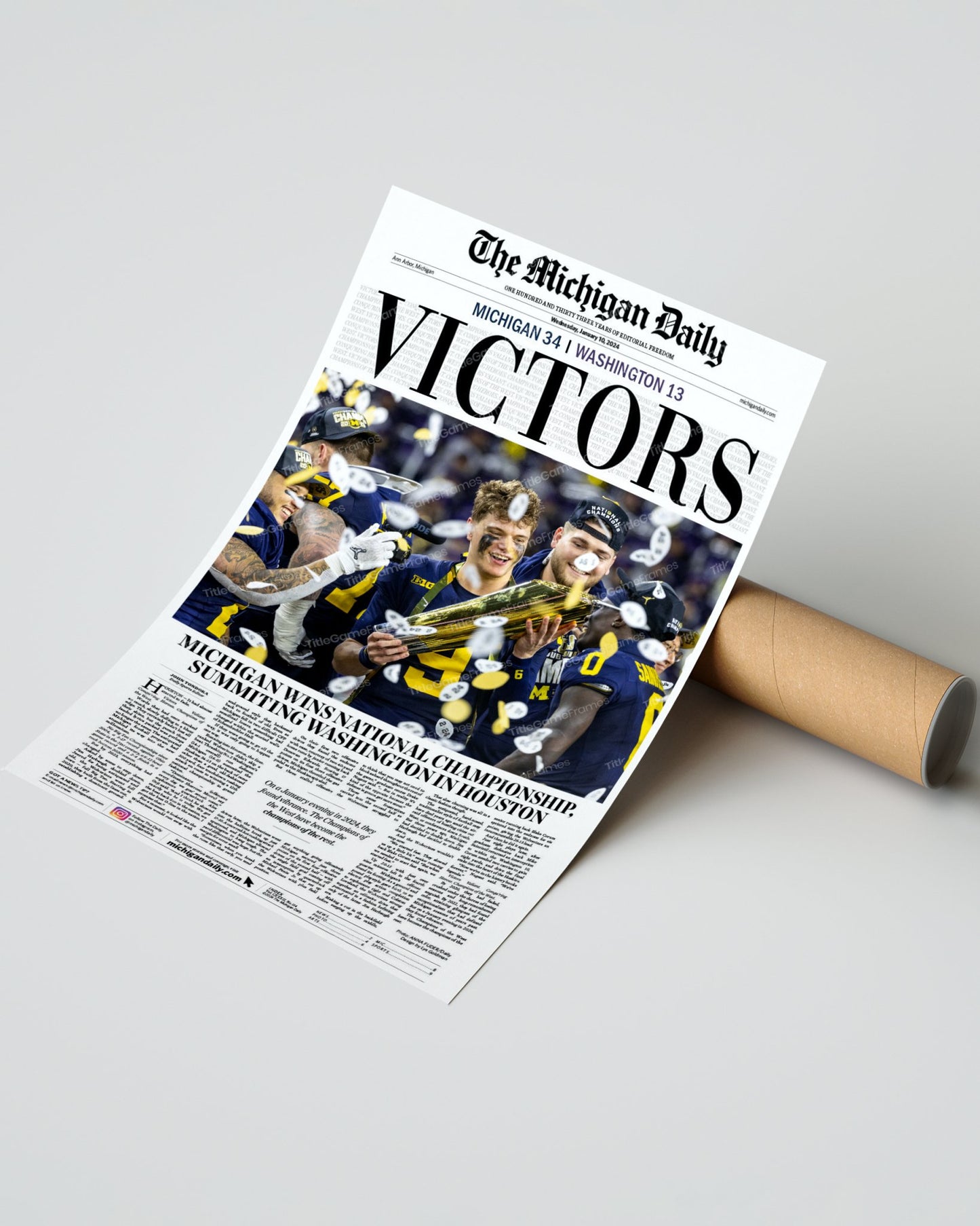 2024 Michigan Wolverines National Championship 'VICTORS' -Michigan Daily Framed Print - Title Game Frames