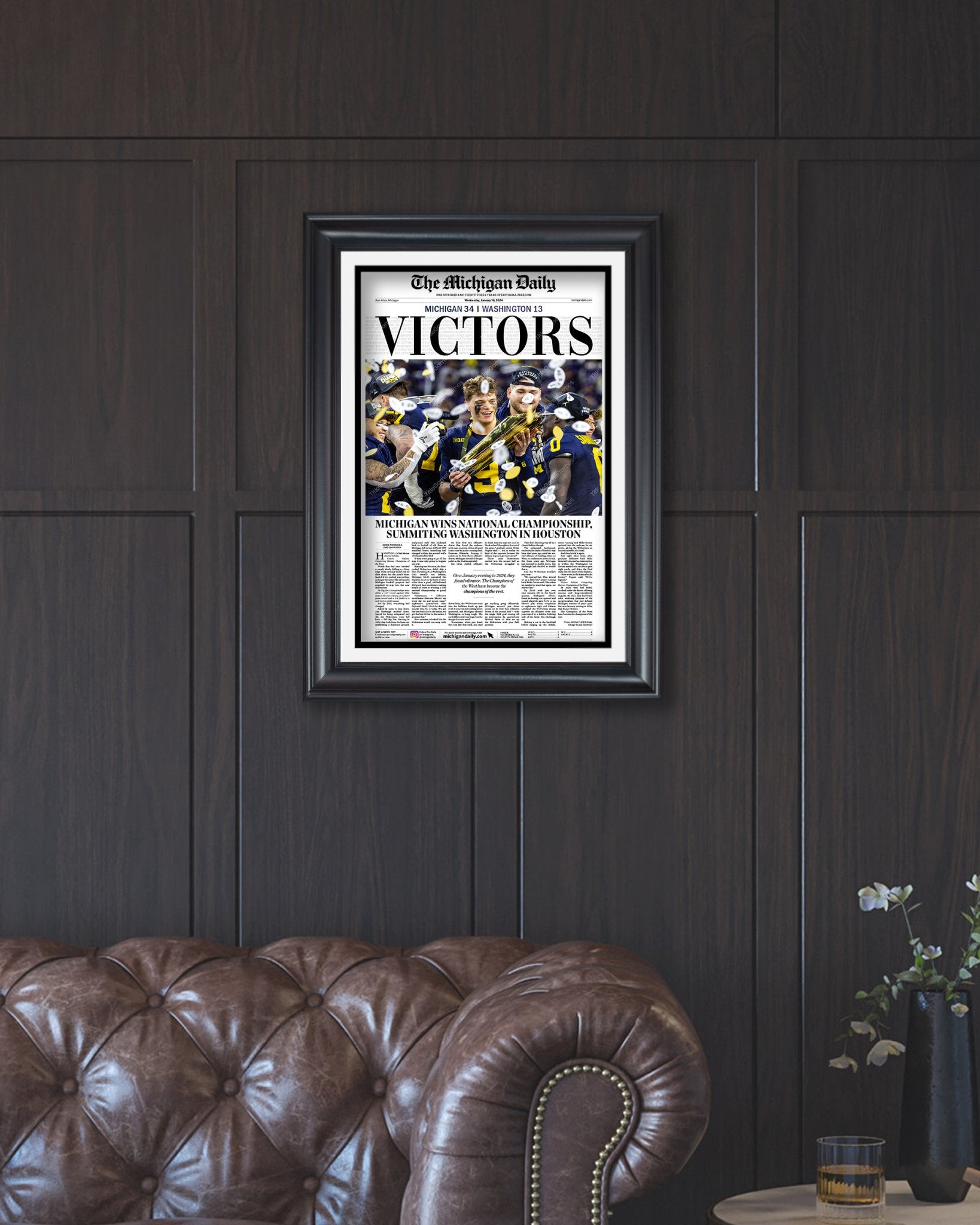 2024 Michigan Wolverines National Championship 'VICTORS' -Michigan Daily Framed Print - Title Game Frames