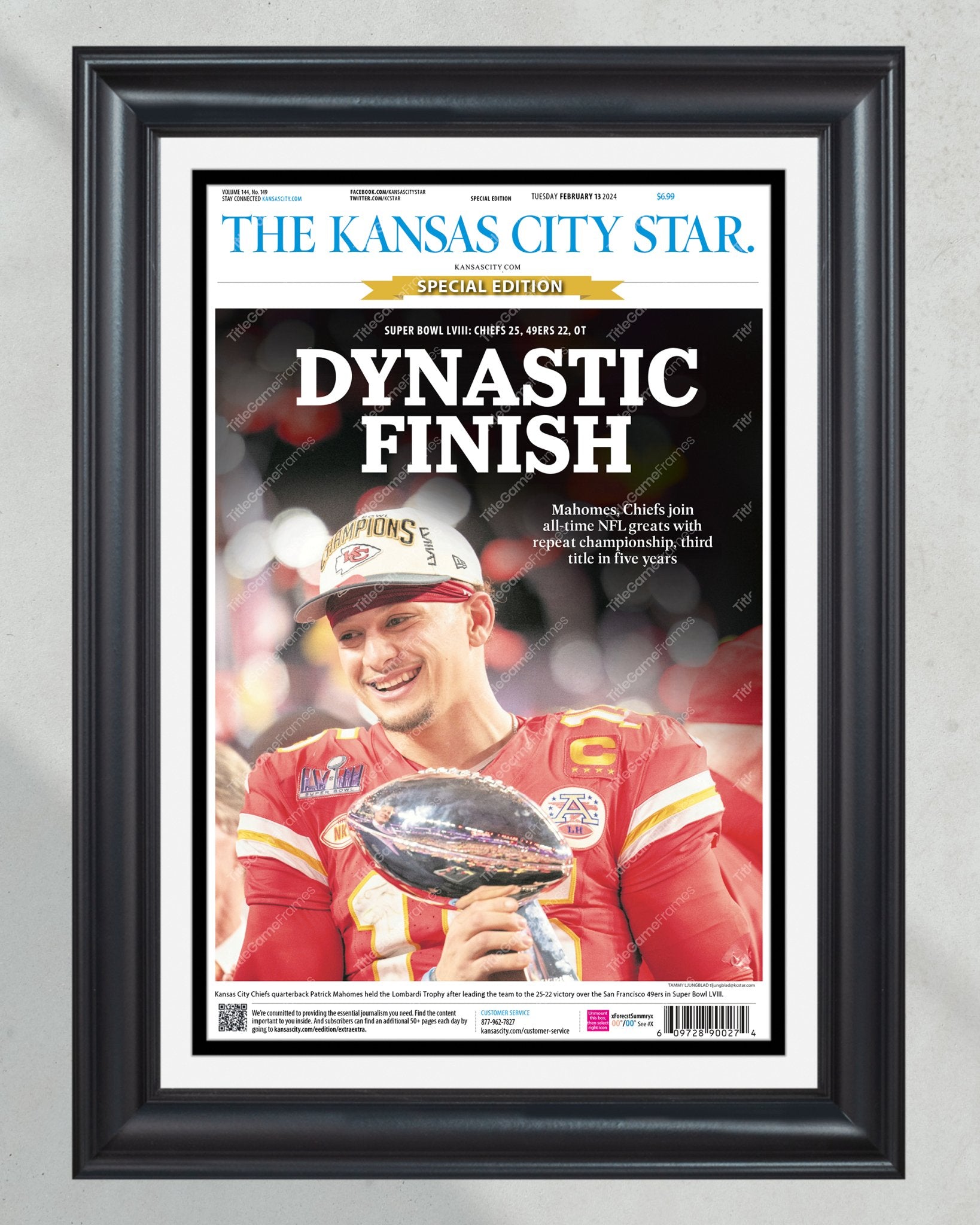 2024 Special Edition: Kansas City Chiefs Super Bowl LVIII 'DYNASTIC FINISH' - Title Game Frames