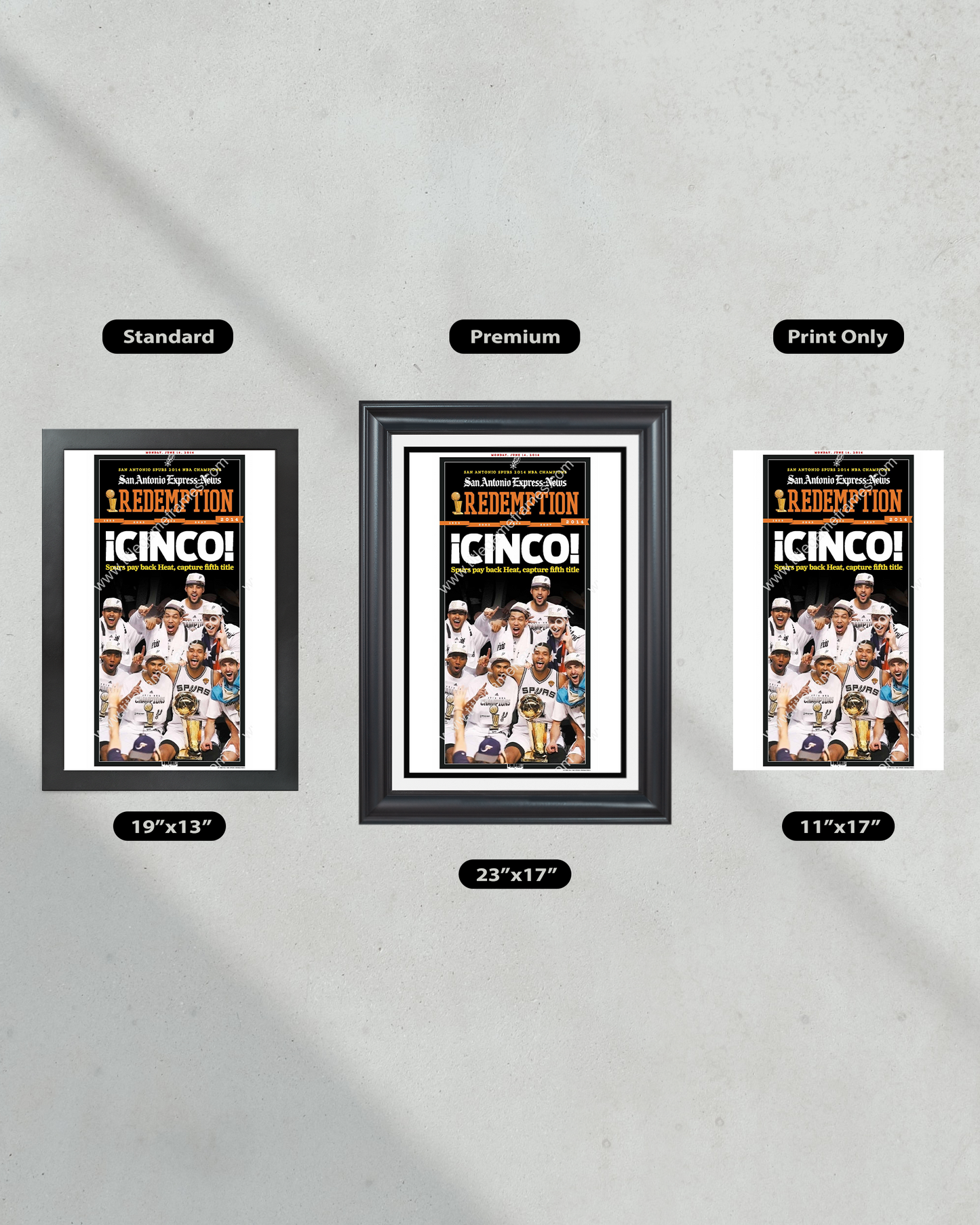 2014 San Antonio Spurs NBA Champion Framed Newspaper Front Page Print - Title Game Frames