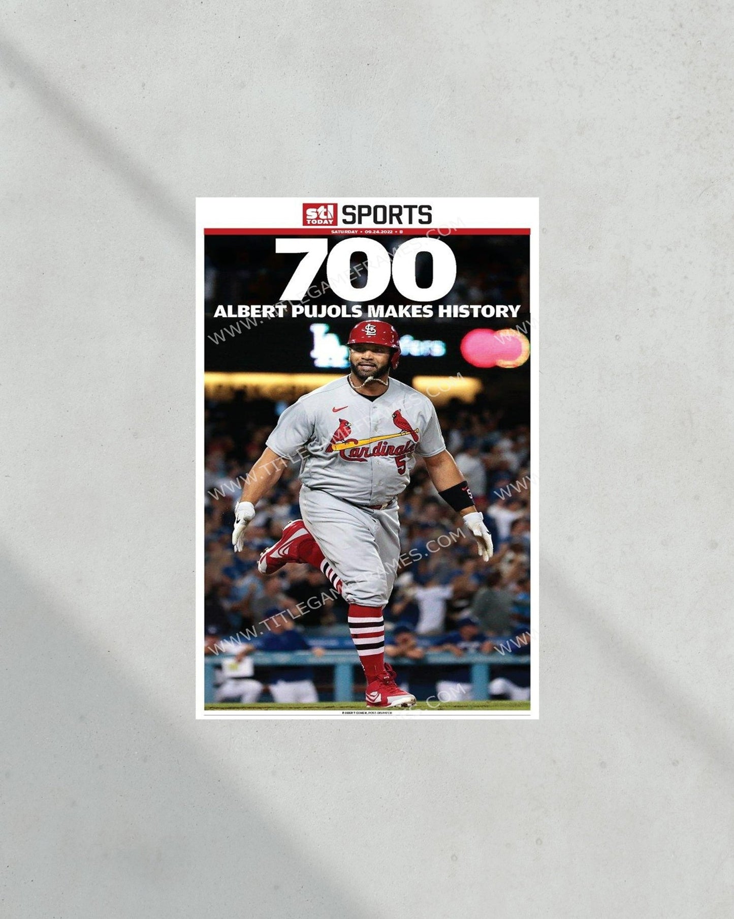 Albert Pujols Hits 700th Home Run Front Page Newspaper Print - Title Game Frames