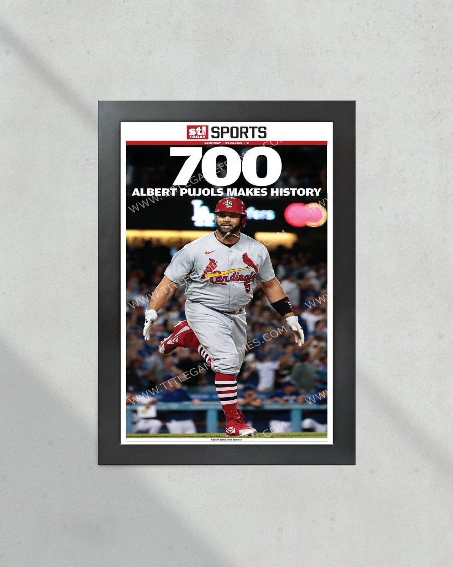 Albert Pujols Hits 700th Home Run Front Page Newspaper Print - Title Game Frames