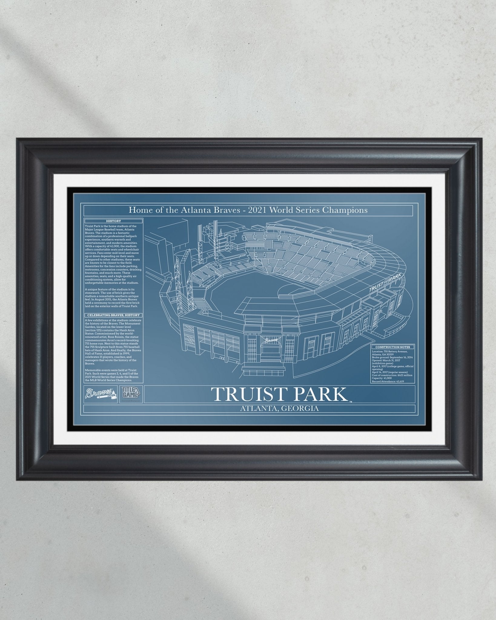 Atlanta Braves Truist Park Ballpark Stadium Blueprint - Title Game Frames